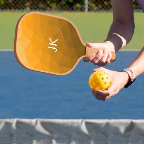 Orange gradient geometric mesh pattern Monogram Pickleball Paddle