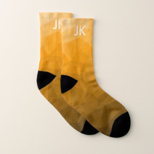 Orange gradient geometric mesh pattern Monogram Socks