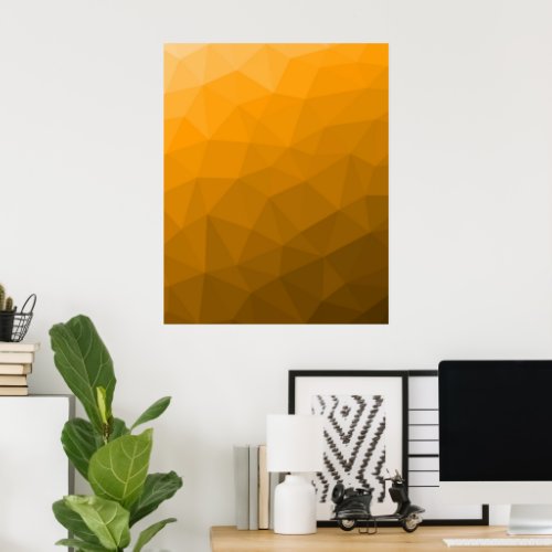 Orange gradient geometric mesh pattern poster
