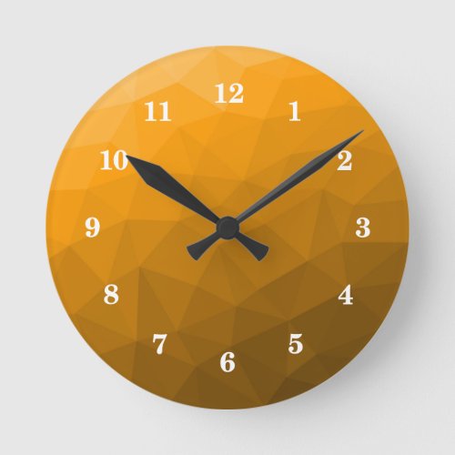 Orange gradient geometric mesh pattern round clock