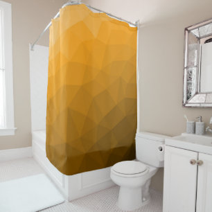 Orange gradient geometric mesh pattern shower curtain