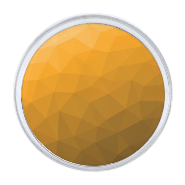Orange gradient geometric mesh pattern silver finish lapel pin (Front)