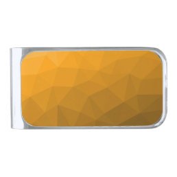Orange gradient geometric mesh pattern silver finish money clip