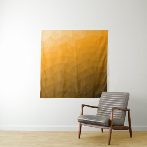 Orange gradient geometric mesh pattern tapestry