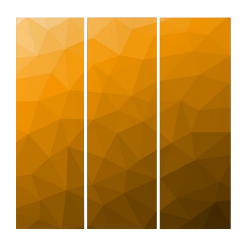 Orange gradient geometric mesh pattern triptych