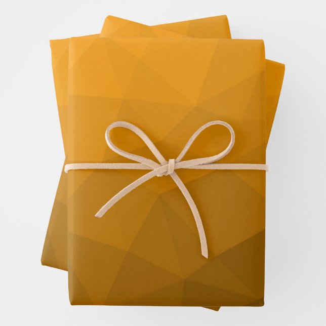 Orange gradient geometric mesh pattern wrapping paper sheets (In situ)