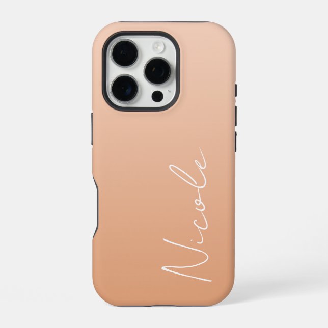 Orange Gradient Handwriting Script Personalized iPhone Case (Back)