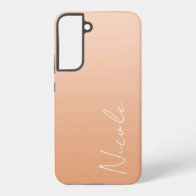 Orange Gradient Handwriting Script Personalized Samsung Galaxy Case (Back)