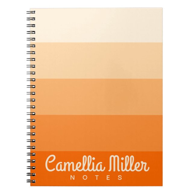 Orange Gradient Personal Notes Monogram Modern Notebook (Front)