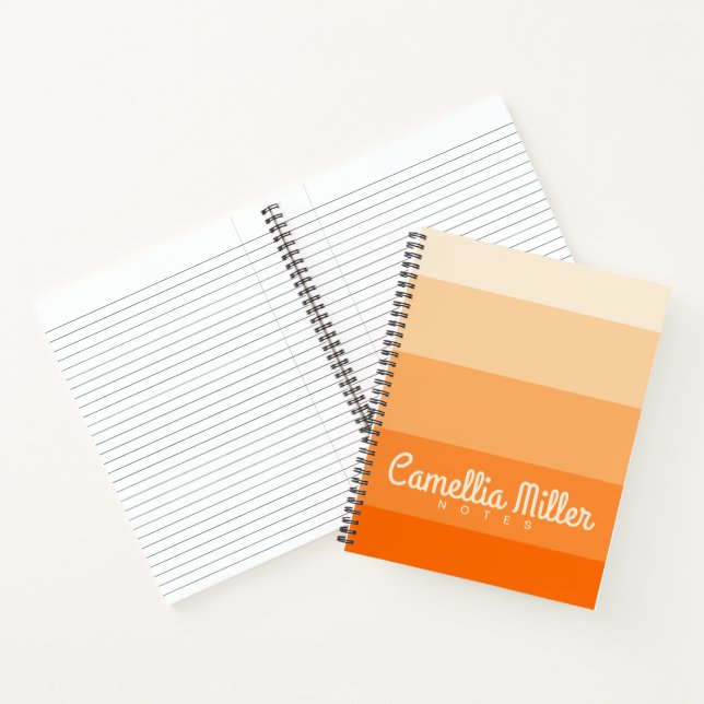 Orange Gradient Personal Notes Monogram Modern Notebook (Inside)