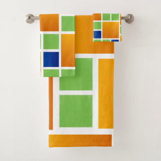 Orange Gradient Squares  Bath Towel Set