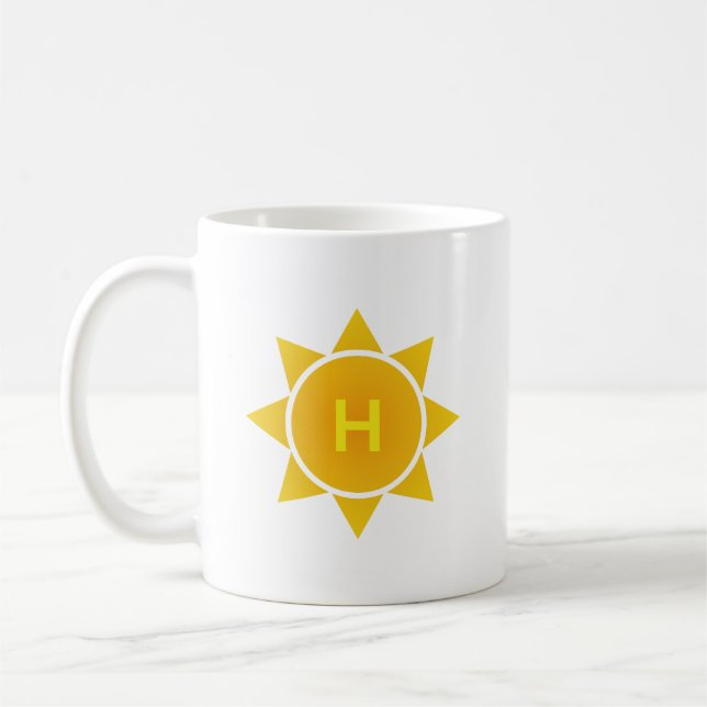 Orange Gradient Sun with Single Letter Monogram Coffee Mug (Left)