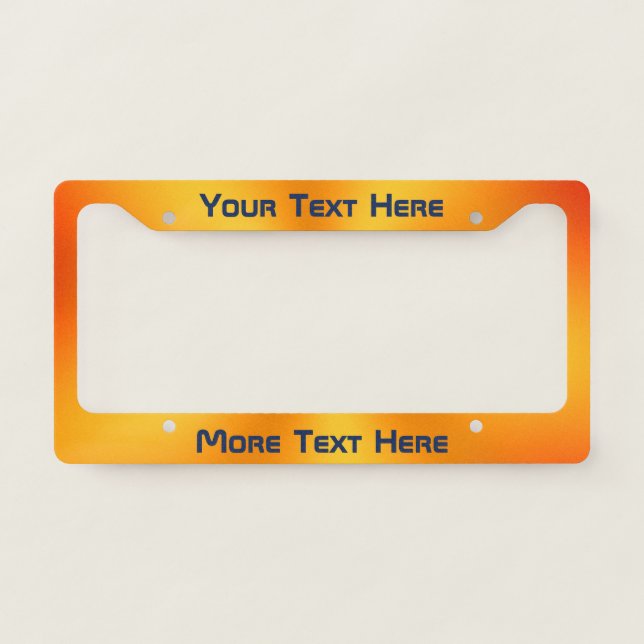 Orange Gradient with Dark Blue Text Template License Plate Frame (Front)