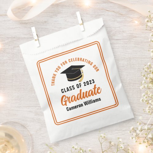 Orange Graduate 2024 Custom Graduation Party Favor Bag