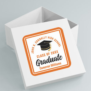 Orange Graduate 2024 Personalized Graduation Party Square Sticker