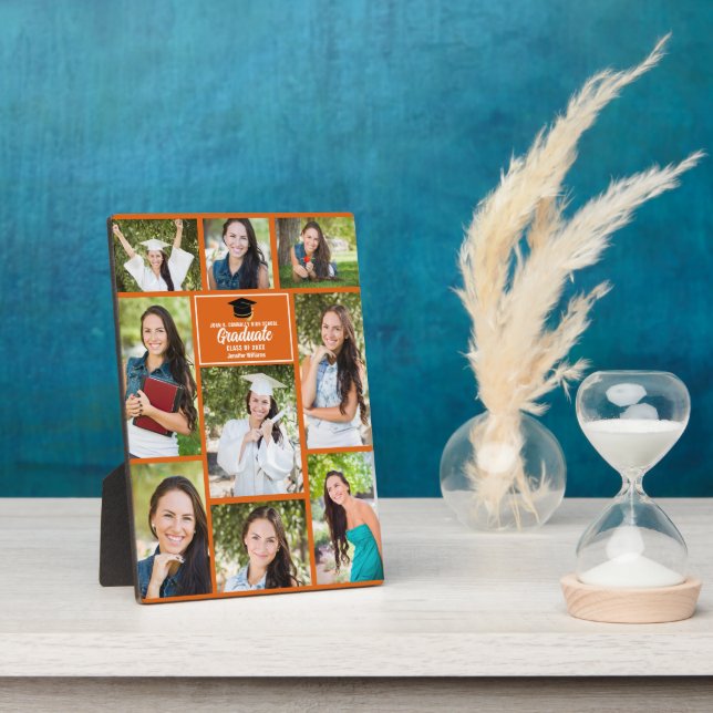 Orange Graduate Collage Graduation Photo Plaque (Side)