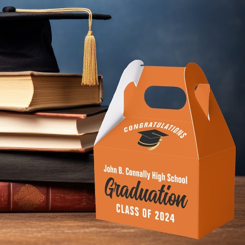 Orange Graduate Custom 2024 Graduation Party Favor Boxes