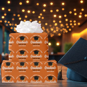 Orange Graduate Custom 2026 Graduation Party Wrapping Paper