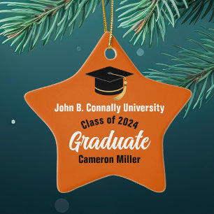 Orange Graduate Custom 2026 Graduation Star Ceramic Ornament