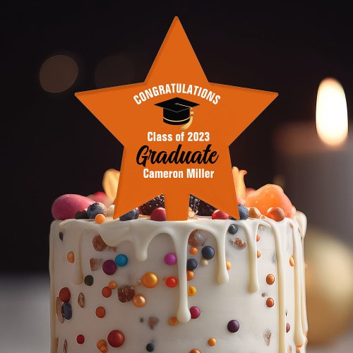 Orange Graduate Personalized 2024 Graduation Party Cake Topper