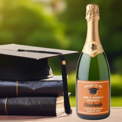 Orange Graduate Personalized 2024 Graduation Party Sparkling Wine Label
