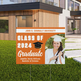Orange Graduate Photo Arch 2024 Graduation Yard Sign