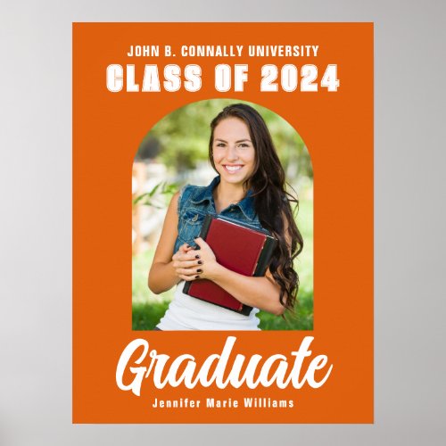 Orange Graduate Photo Arch Modern Graduation Party Poster