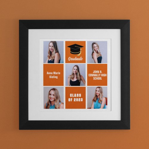 Orange Graduate Photo Collage Custom Graduation Poster
