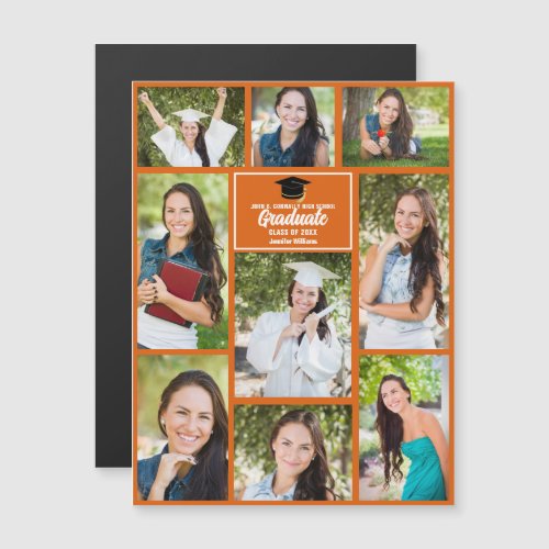 Orange Graduate Photo Collage Graduation Magnet