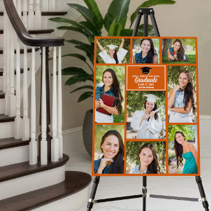 Orange Graduate Photo Collage Graduation Party Foam Board