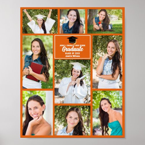 Orange Graduate Photo Collage Graduation Party