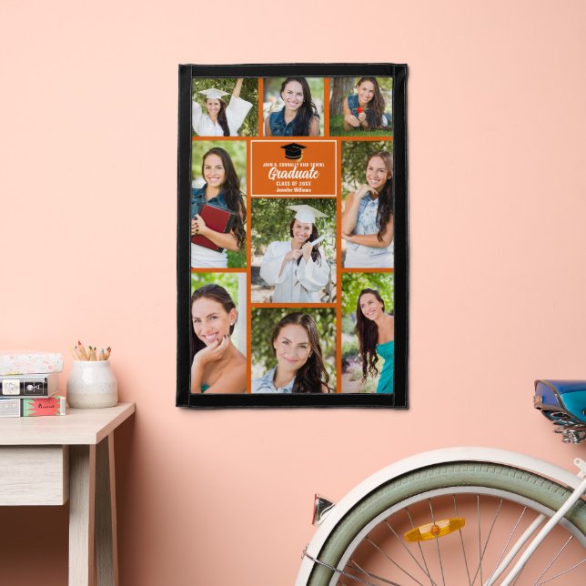 Orange Graduate Photo Collage Modern Graduation Pennant (Insitu 2)