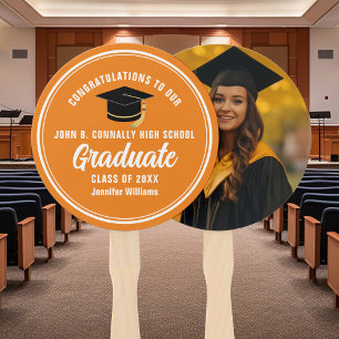 Orange Graduate Photo Graduation Party Hand Fan