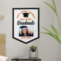 Orange Graduate Photo Personalized Graduation Pennant