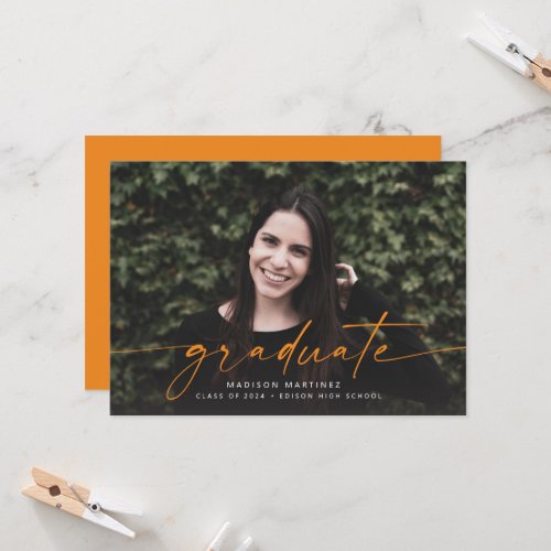 Orange Graduate Script Graduation Announcement