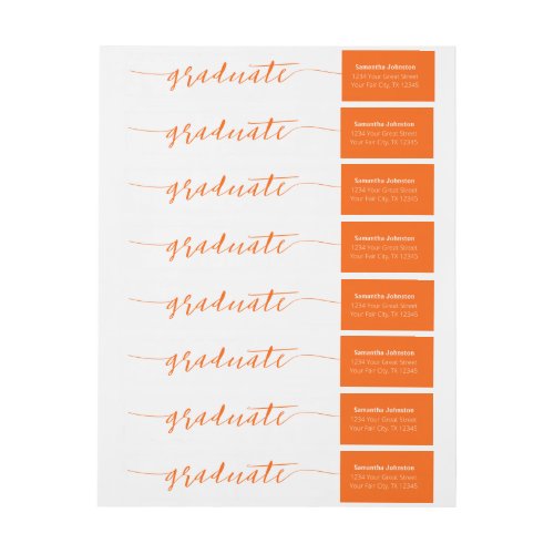 Orange Graduate Script Modern Wrap Around Label