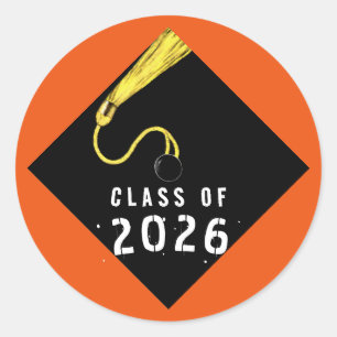 Orange Graduation 2026 Classic Round Sticker