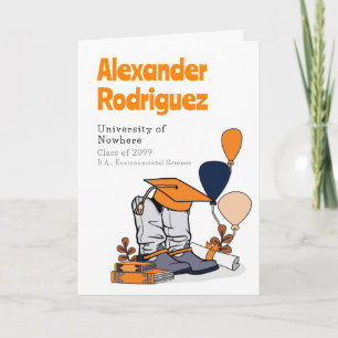 Orange Graduation Cap Cowboy Boot Arrangement Invitation