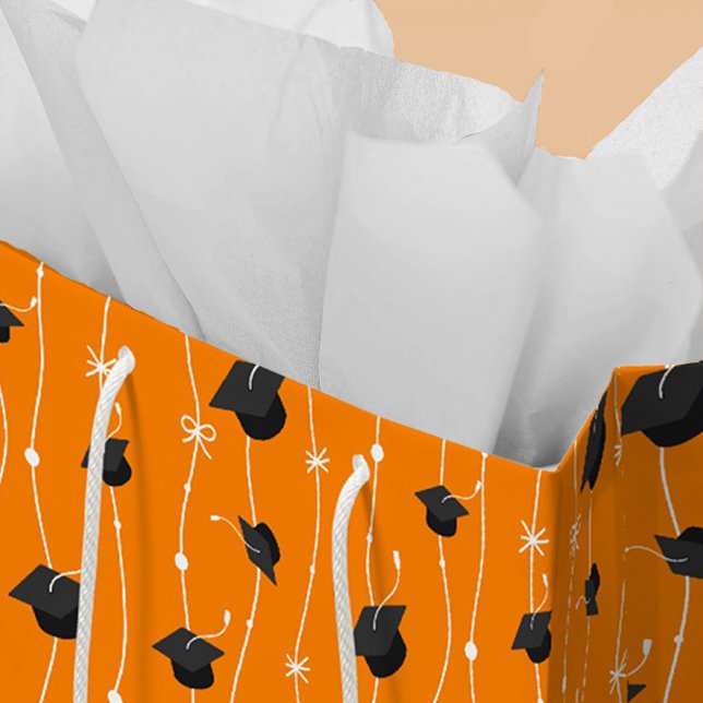 Orange Graduation Caps and Ribbon Medium Gift Bag (Creator Uploaded)