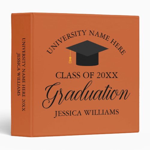 Orange Graduation Class of 2024 Senior Photo Album 3 Ring Binder