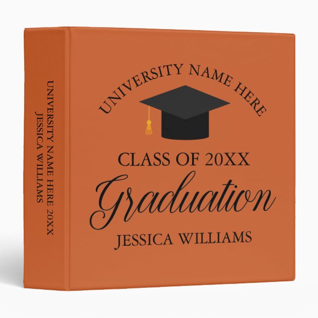 Orange Graduation Class of 2025 Senior Photo Album 3 Ring Binder (Front/Spine)