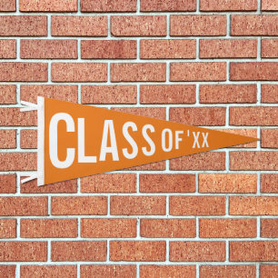 Orange Graduation Class Of 2026 Custom Pennant Flag