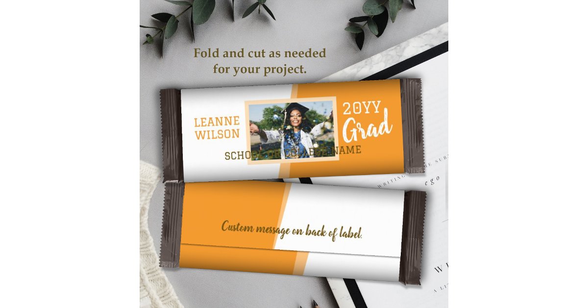 Orange Graduation Custom Candy Bar Wrapper | Zazzle