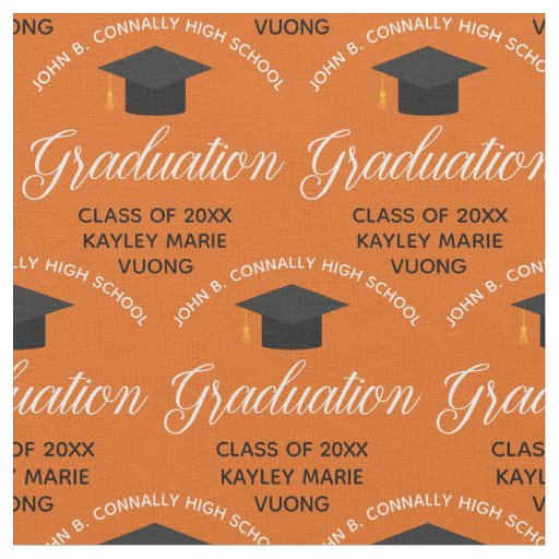 Orange Graduation Custom Class of 2025 Graduate Fabric