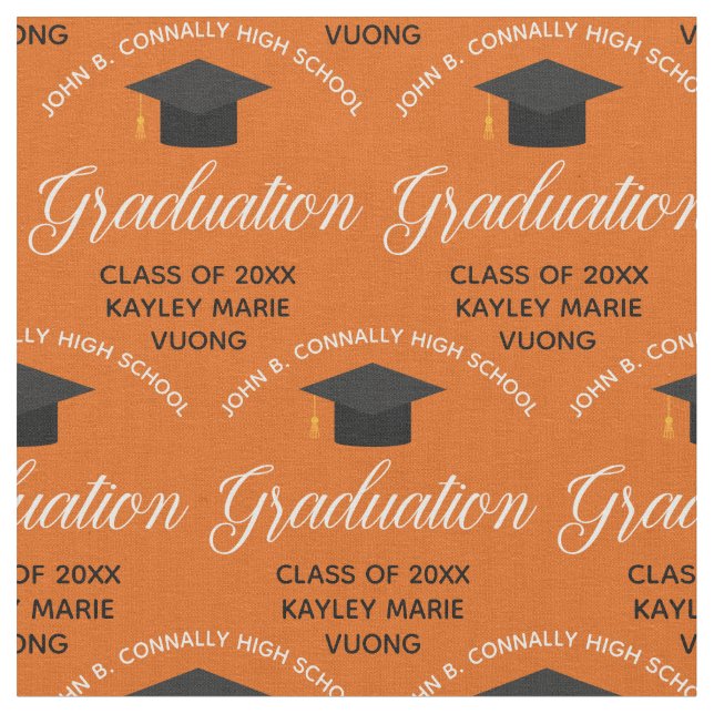 Orange Graduation Custom Class of 2026 Graduate Fabric (Close Up)