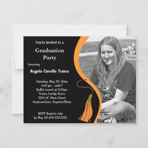 Orange Graduation Horizontal Photo Invitation