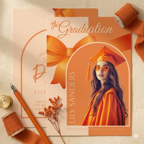 Orange Graduation Invitation | Class of 2026 Photo