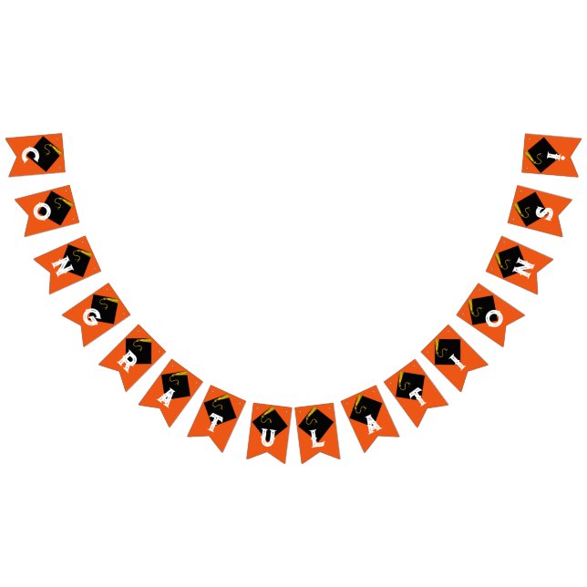 Orange Graduation Party Decoration Bunting Flags (All)