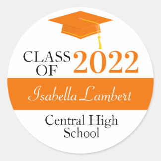 Orange Graduation Party Favor Round Labels