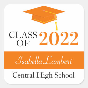 Orange Graduation Party Favor Thank You Labels